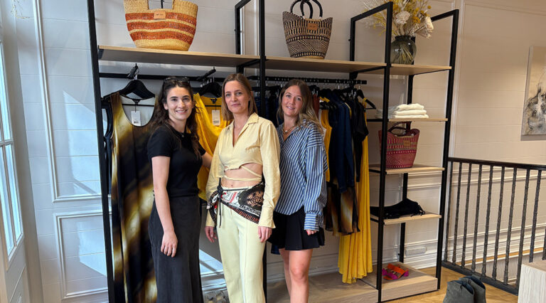 The Saint and Sofia Designers stood in our Covent Garden store in front of the May collection