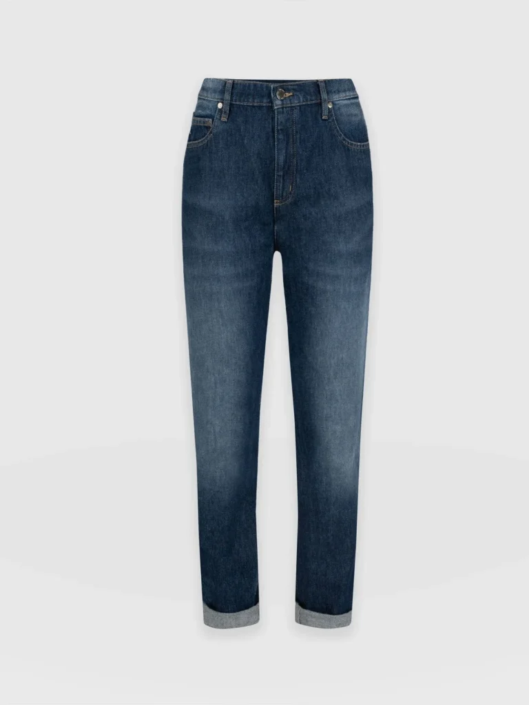 A cut out image of the mid blue boyfriend jeans by Saint and Sofia. A relaxed style with rolled cuffs.