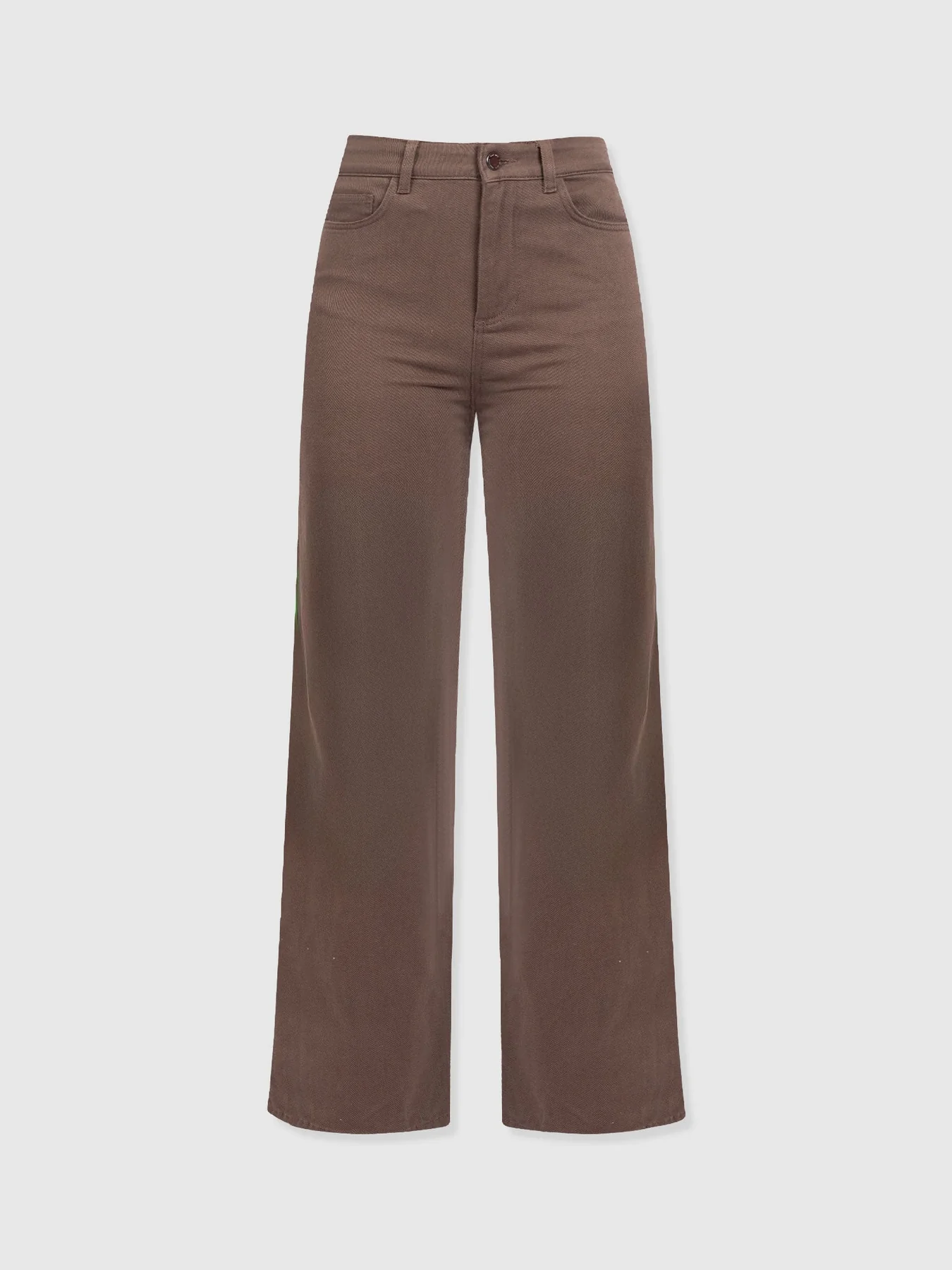 A cut out image of the Wide Leg Jeans in brown by Saint and Sofia. A relaxed fitting style with a high rise waistband.