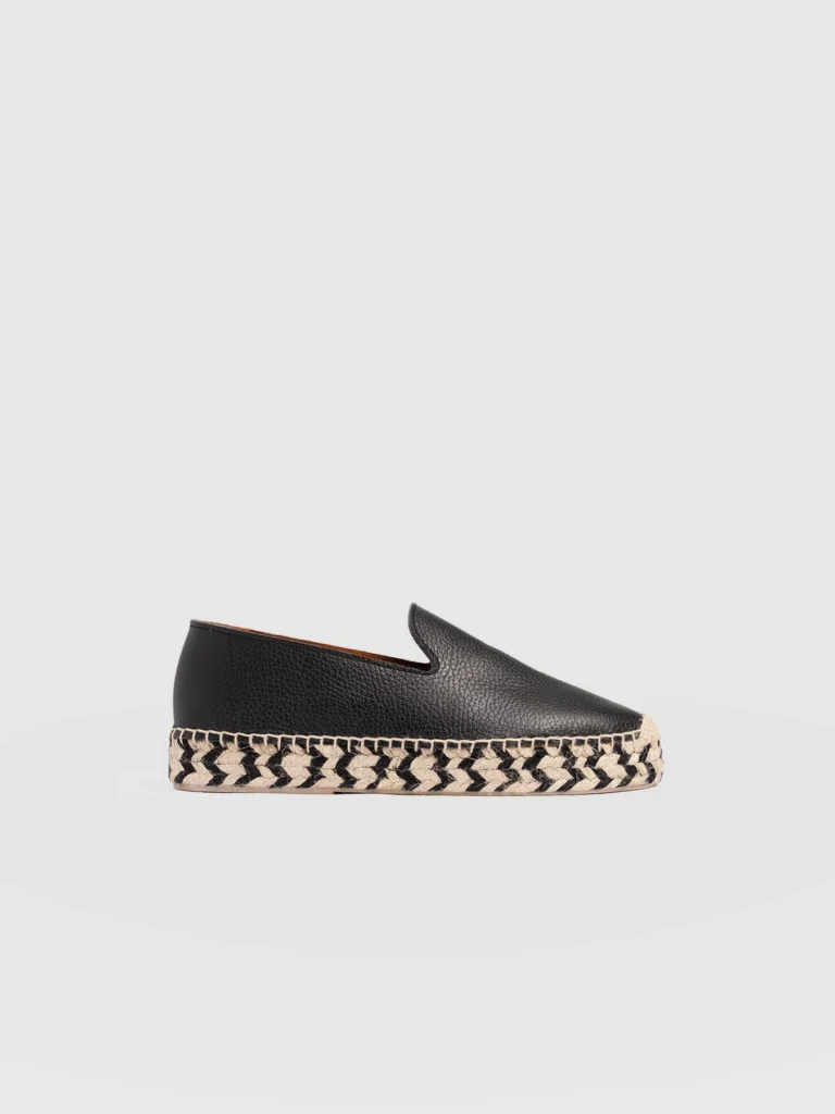Leather espadrilles by Saint and Sofia. With a rounded toe and artisan espadrille sole. A slip on design.